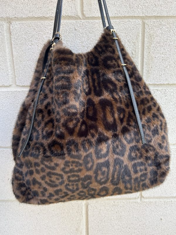 Bolso de piel y pelo café reversible - Imagen 3