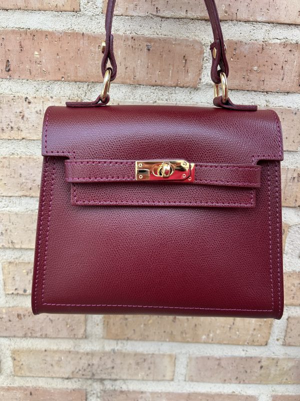 Bolso de piel burdeos - Imagen 3