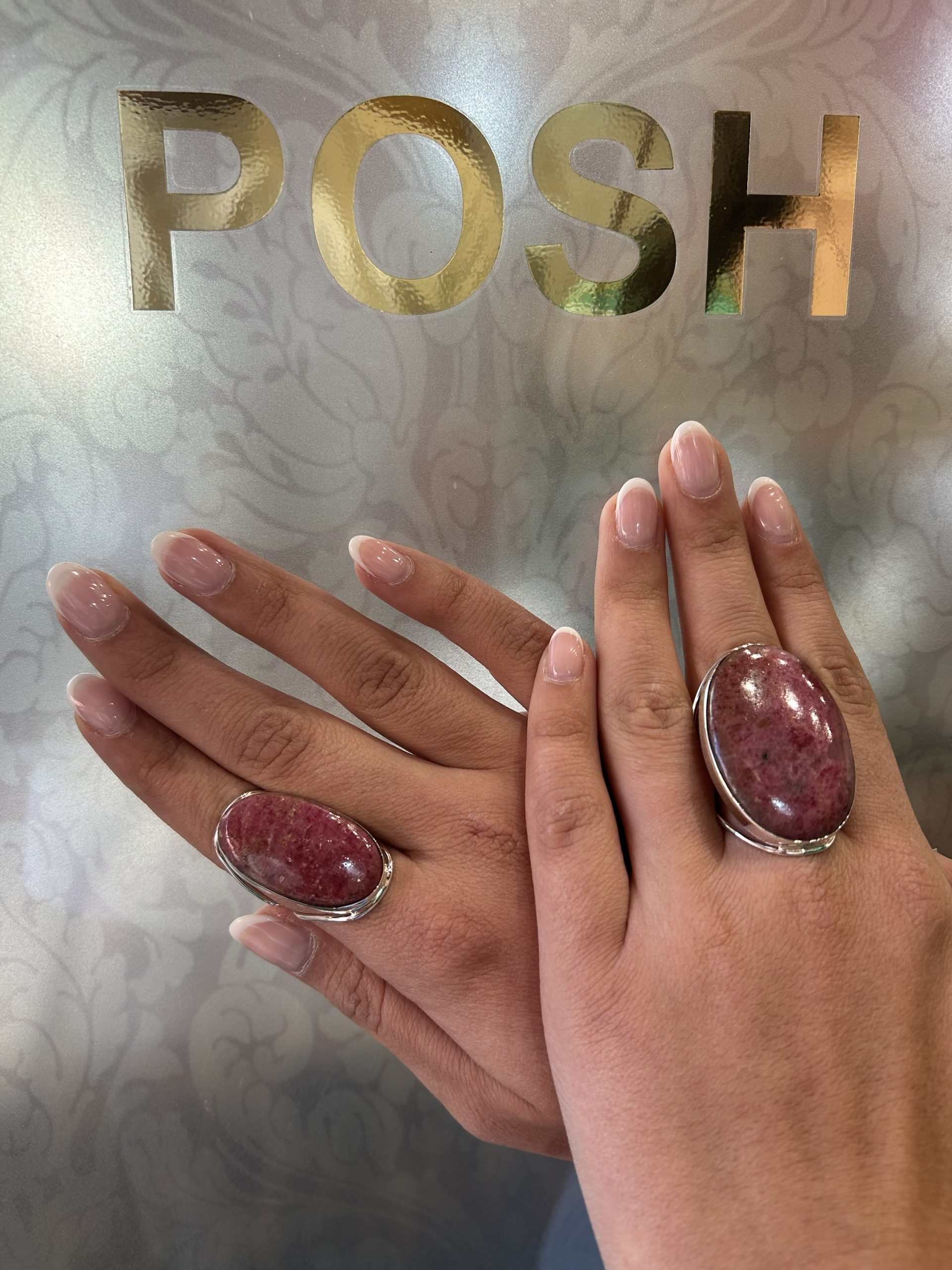 Anillo grande plata y rodonita - Imagen 3