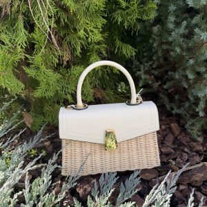 Bolso cóctel de piel blanco roto Alex Max