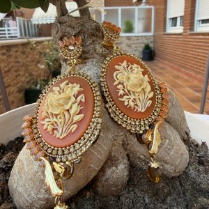 Pendientes camafeo teja Artesanía Carvajal