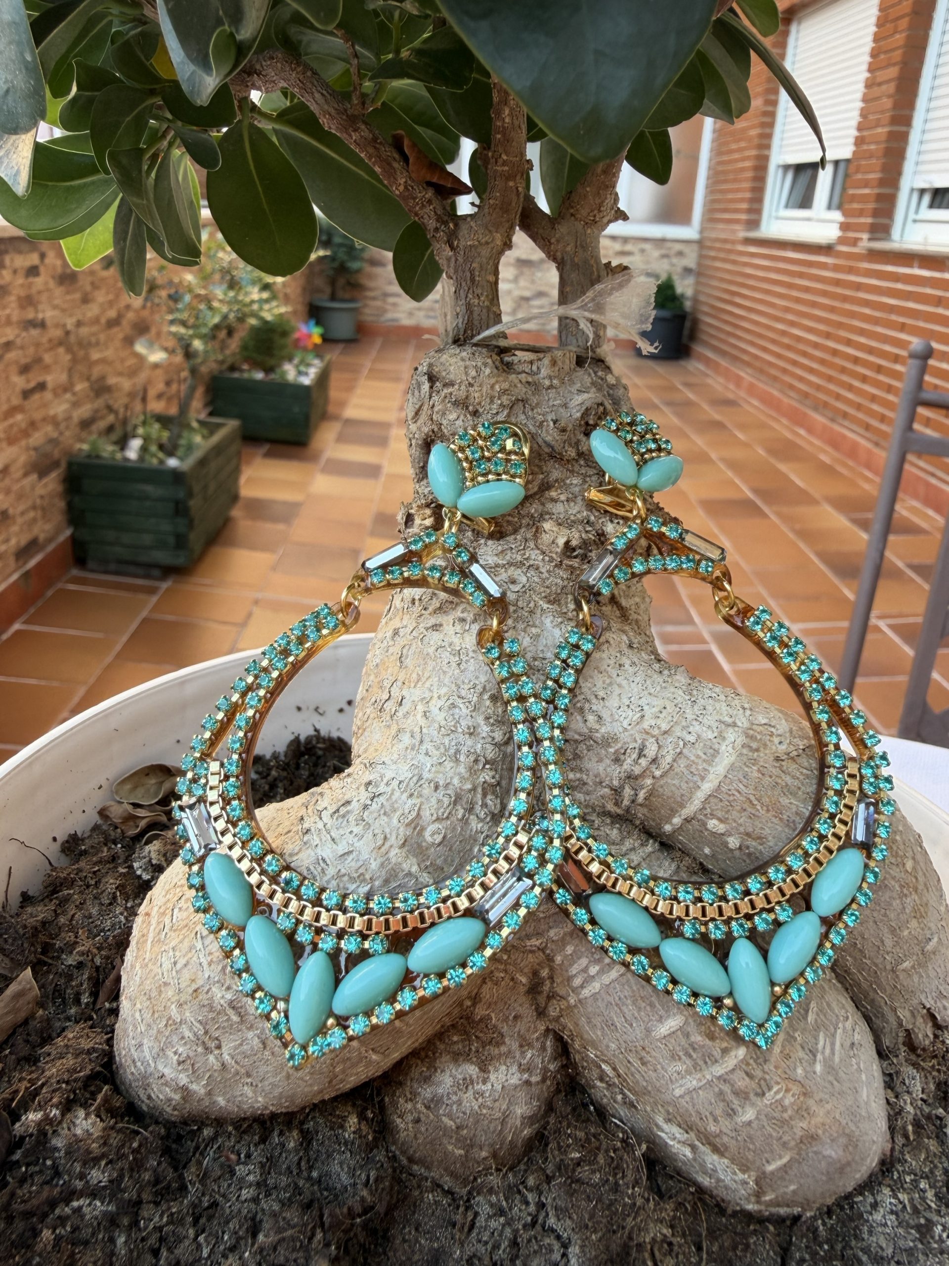 Pendientes aguamarina Artesanía Carvajal - Imagen 3
